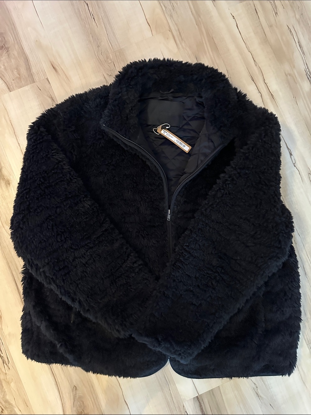 SKIMS Faux Fur Zip-Up Mock Neck Jacket NWT